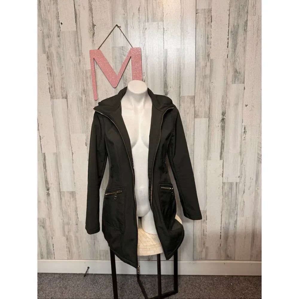 GUESS Women’s Black Hooded Zip-Up Jacket Coat Size M